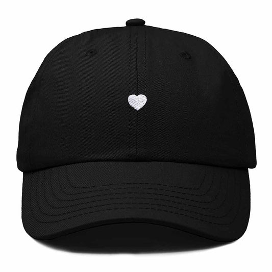 Dalix Lil Heart Embroidered Cotton Summer Outdoor Baseball Cap Dad Hat Womens in Black
