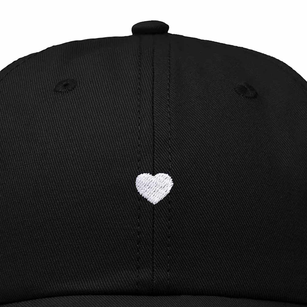 Dalix Lil Heart Embroidered Cotton Summer Outdoor Baseball Cap Dad Hat Womens in Black