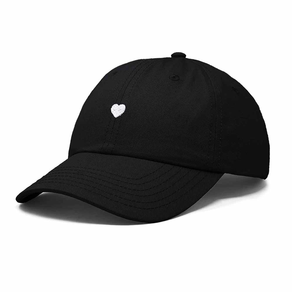 Dalix Lil Heart Embroidered Cotton Summer Outdoor Baseball Cap Dad Hat Womens in Black
