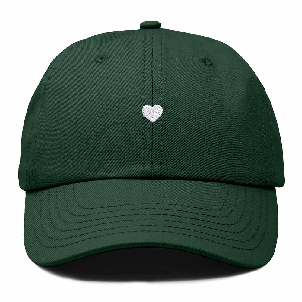Dalix Lil Heart Embroidered Cotton Summer Outdoor Baseball Cap Dad Hat Womens in Dark Green