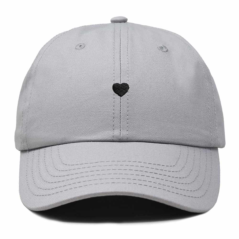 Dalix Lil Heart Embroidered Cotton Summer Outdoor Baseball Cap Dad Hat Womens in Gray