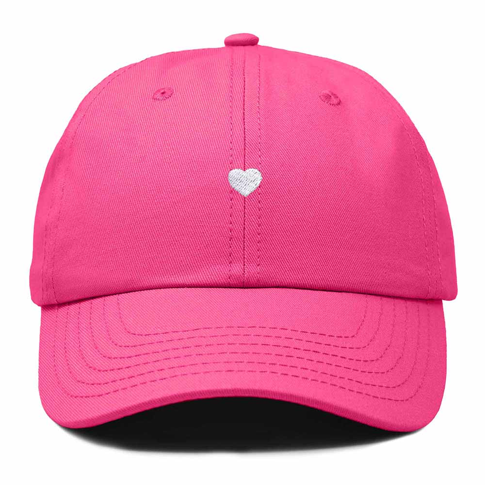 Dalix Lil Heart Embroidered Cotton Summer Outdoor Baseball Cap Dad Hat Womens in Hot Pink