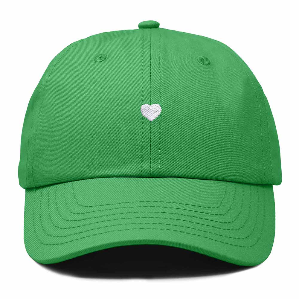 Dalix Lil Heart Embroidered Cotton Summer Outdoor Baseball Cap Dad Hat Womens in Kelly Green