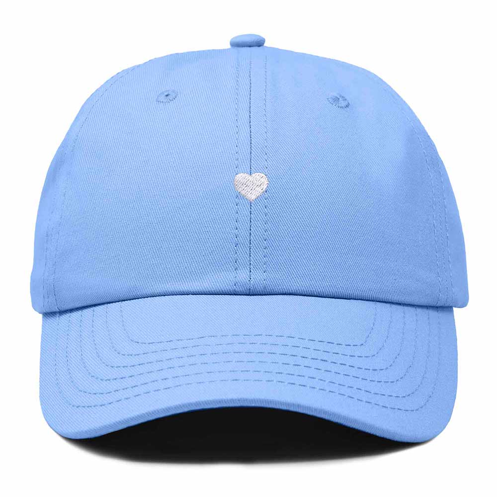 Dalix Lil Heart Embroidered Cotton Summer Outdoor Baseball Cap Dad Hat Womens in Light Blue