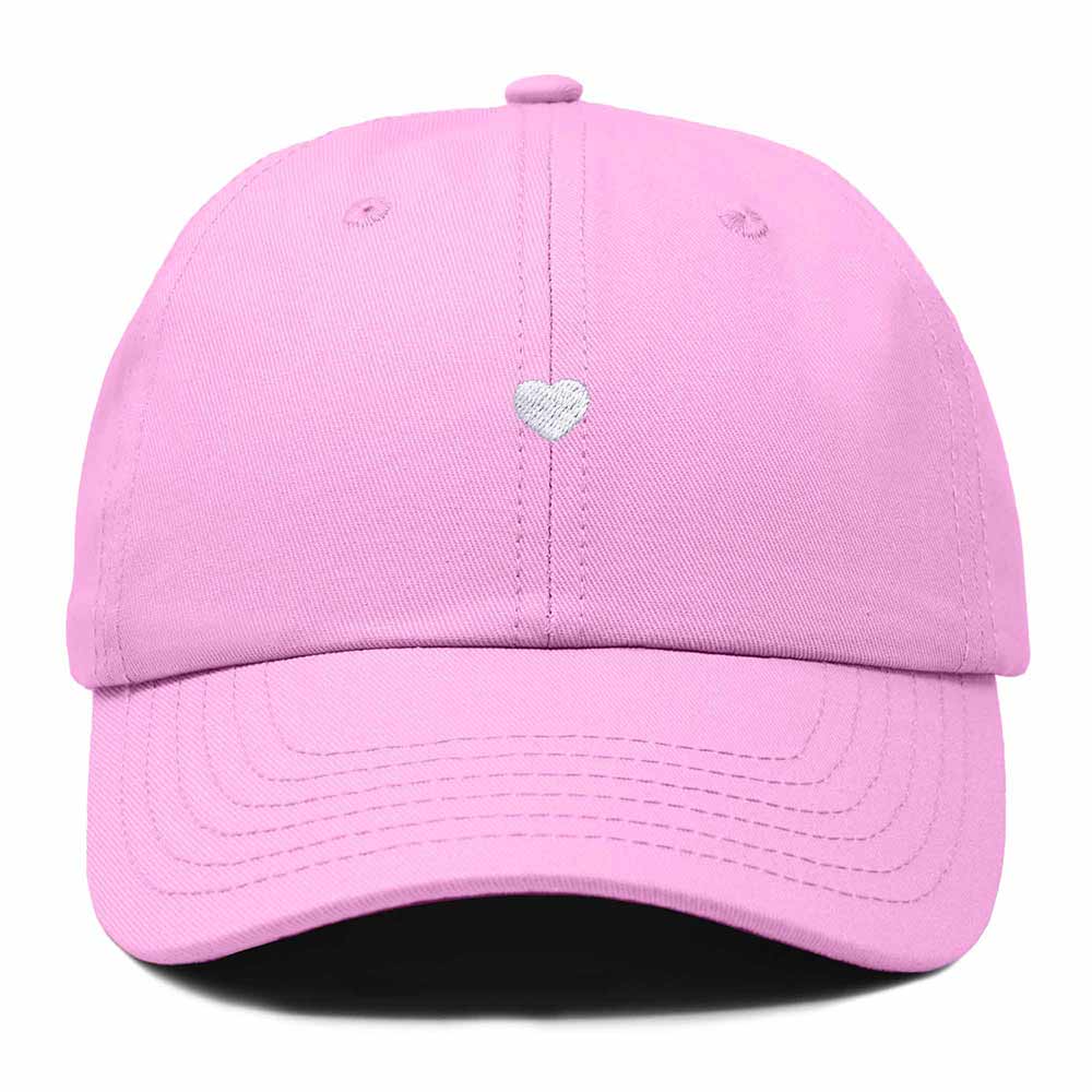Dalix Lil Heart Embroidered Cotton Summer Outdoor Baseball Cap Dad Hat Womens in Light Pink