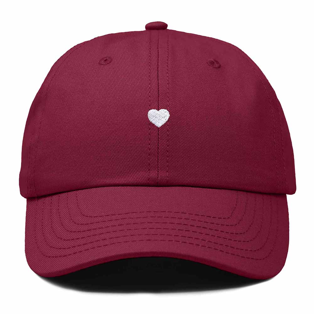 Dalix Lil Heart Embroidered Cotton Summer Outdoor Baseball Cap Dad Hat Womens in Maroon