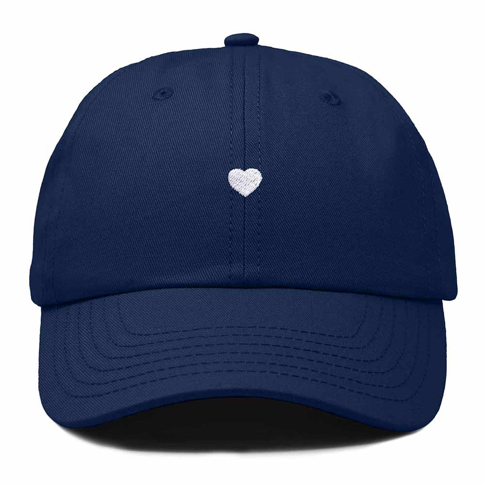 Dalix Lil Heart Embroidered Cotton Summer Outdoor Baseball Cap Dad Hat Womens in Navy Blue