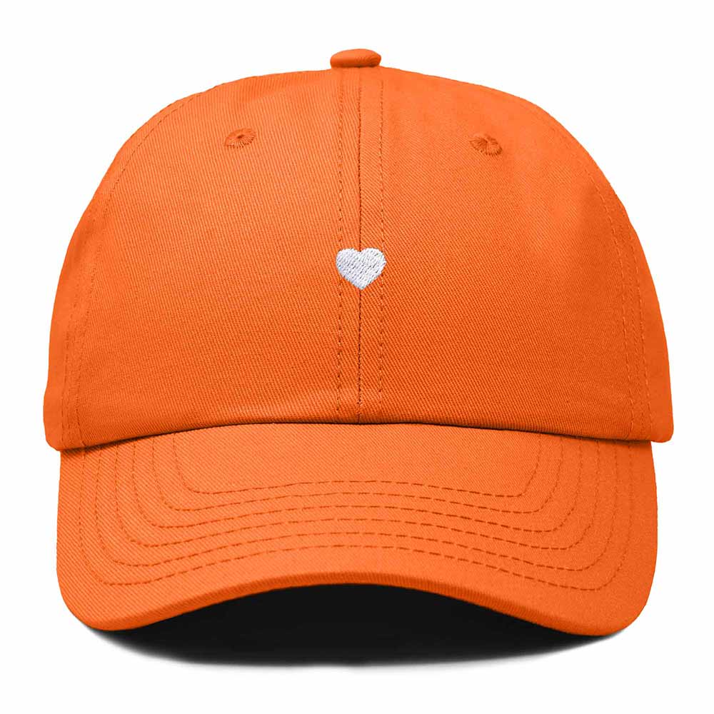 Dalix Lil Heart Embroidered Cotton Summer Outdoor Baseball Cap Dad Hat Womens in Orange
