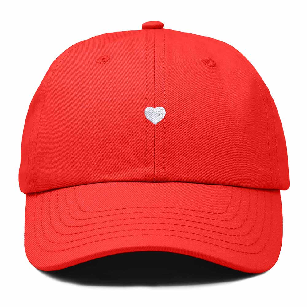 Dalix Lil Heart Embroidered Cotton Summer Outdoor Baseball Cap Dad Hat Womens in Red