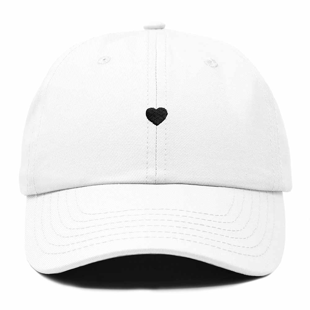 Dalix Lil Heart Embroidered Cotton Summer Outdoor Baseball Cap Dad Hat Womens in White