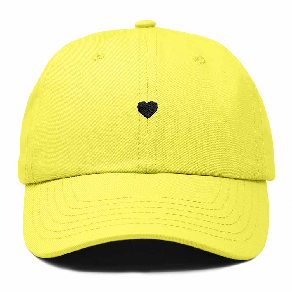 Dalix Lil Heart Embroidered Cotton Summer Outdoor Baseball Cap Dad Hat Womens in Yellow