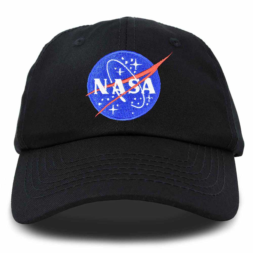 Dalix NASA Embroidered Mens Womens Cotton Dad Hat Baseball Cap Adjustable in Black