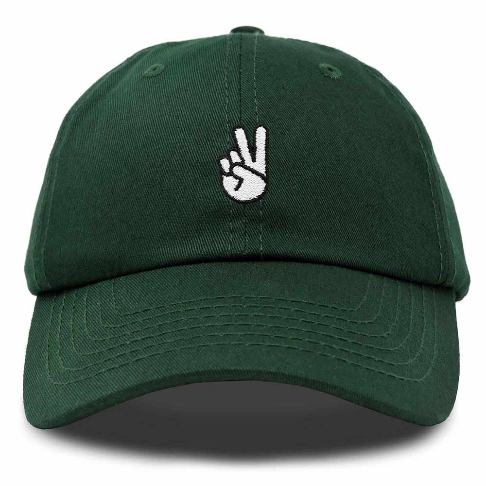 Dalix Peace Sign Embroidered V Cotton Dad Hat Baseball Cap Adjustable Mens in Beige
