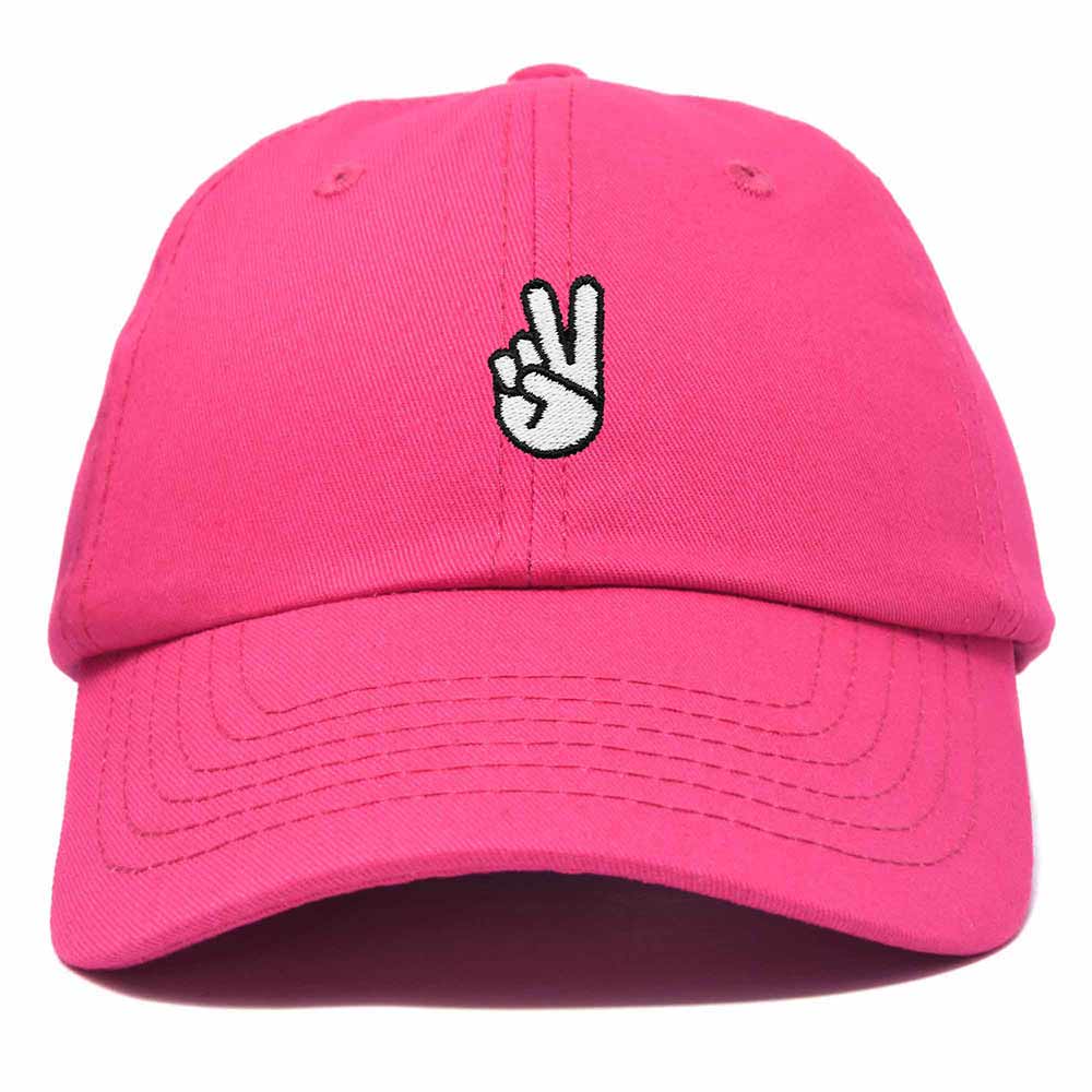 Dalix Peace Sign Embroidered V Cotton Dad Hat Baseball Cap Adjustable Mens in Gray