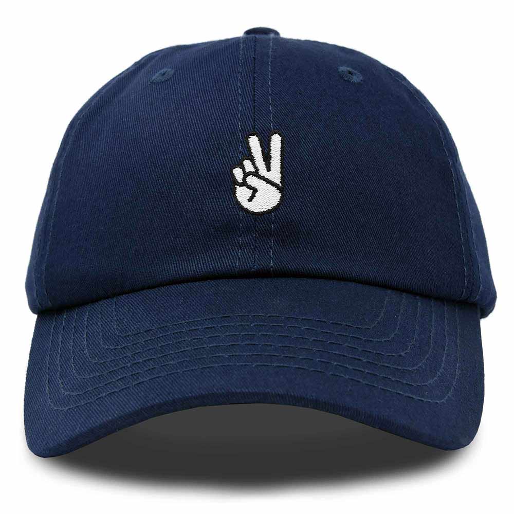 Dalix Peace Sign Embroidered V Cotton Dad Hat Baseball Cap Adjustable Mens in Yellow