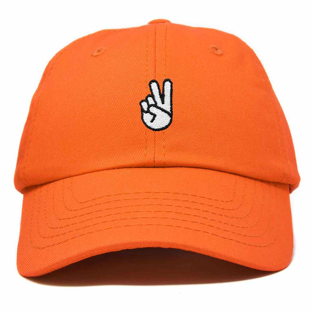 Dalix Peace Sign Embroidered V Cotton Dad Hat Baseball Cap Adjustable Mens in Olive