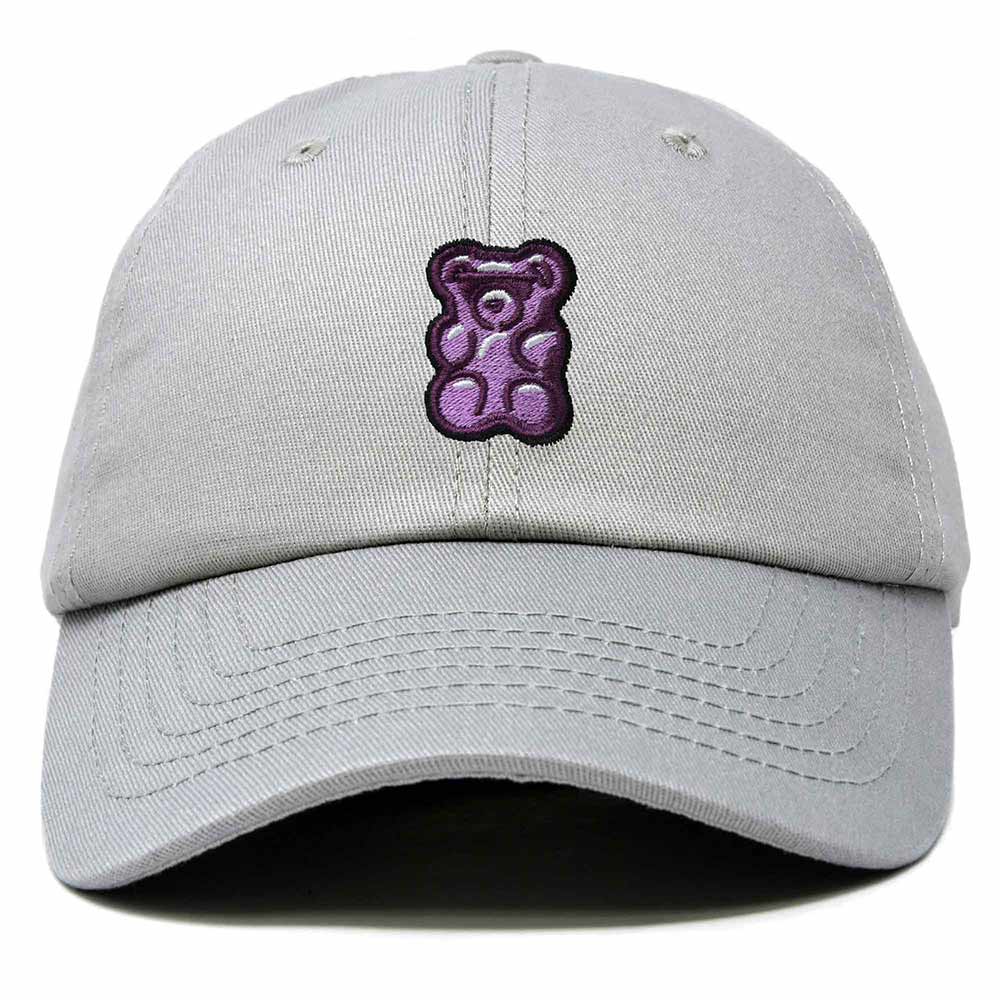 Dalix Purple Gummy Embroidered Cotton Dad Hat Baseball Cap Adjustable Womens in Gray