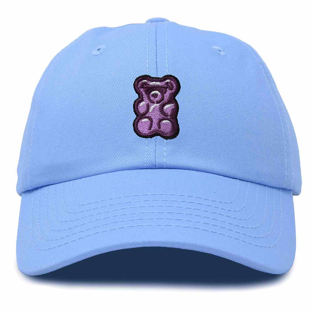 Dalix Purple Gummy Embroidered Cotton Dad Hat Baseball Cap Adjustable Womens in Light Blue