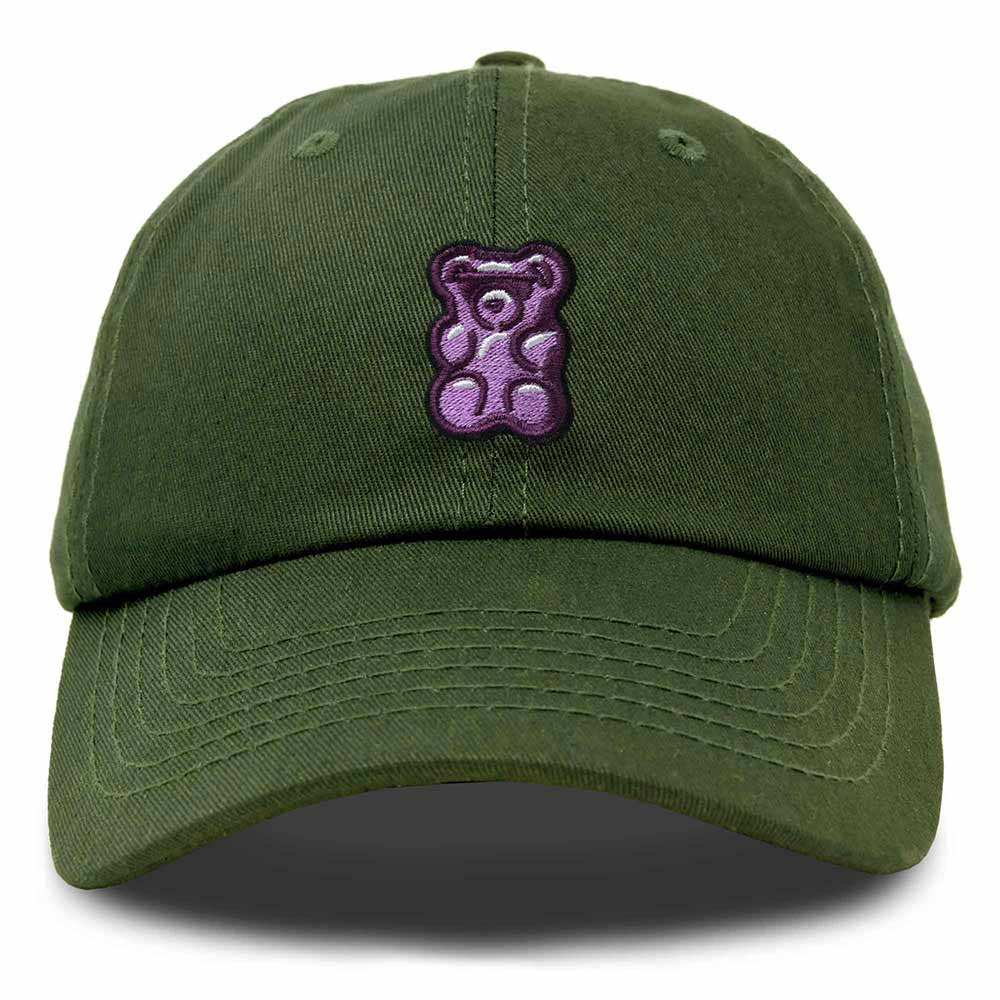 Dalix Purple Gummy Embroidered Cotton Dad Hat Baseball Cap Adjustable Womens in Olive