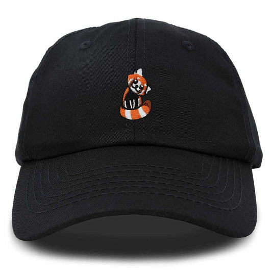 Dalix Red Panda Embroidered Cotton Dad Hat Cute Animal Adjustable Baseball Cap for Outdoor Style Womens in Black