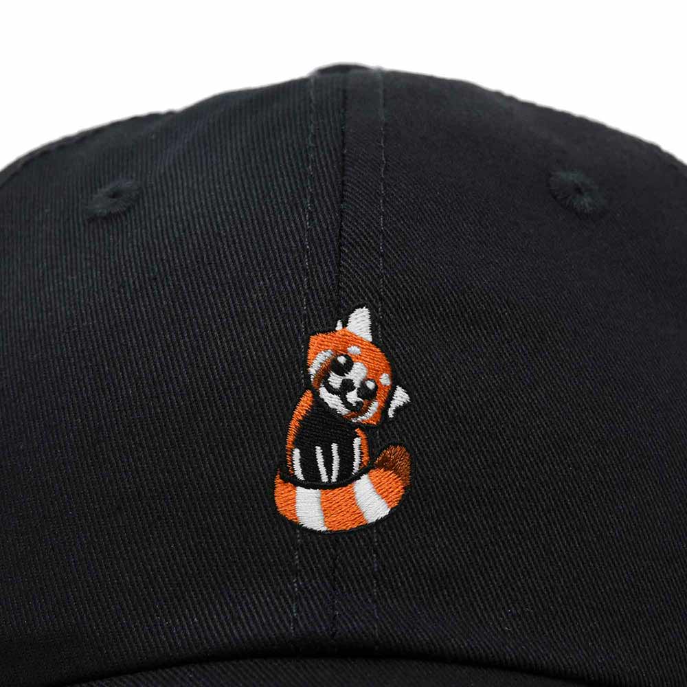 Dalix Red Panda Embroidered Cotton Dad Hat Cute Animal Adjustable Baseball Cap for Outdoor Style Womens in Black