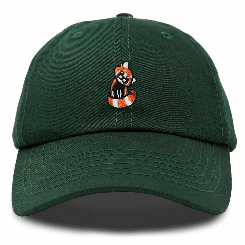 Dalix Red Panda Embroidered Cotton Dad Hat Cute Animal Adjustable Baseball Cap for Outdoor Style Womens in Dark Green