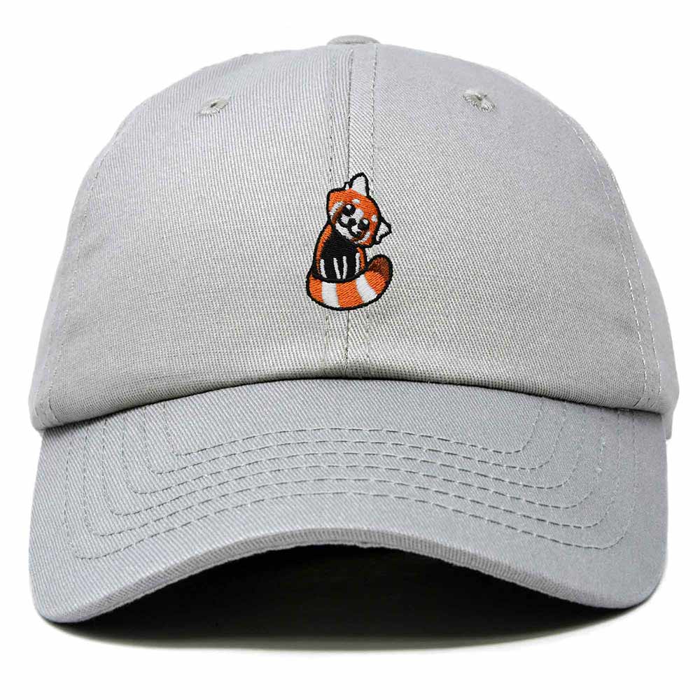 Dalix Red Panda Embroidered Cotton Dad Hat Cute Animal Adjustable Baseball Cap for Outdoor Style Womens in Gray
