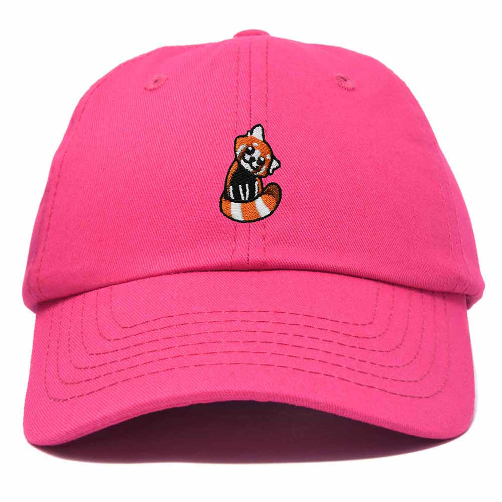 Dalix Red Panda Embroidered Cotton Dad Hat Cute Animal Adjustable Baseball Cap for Outdoor Style Womens in Hot Pink