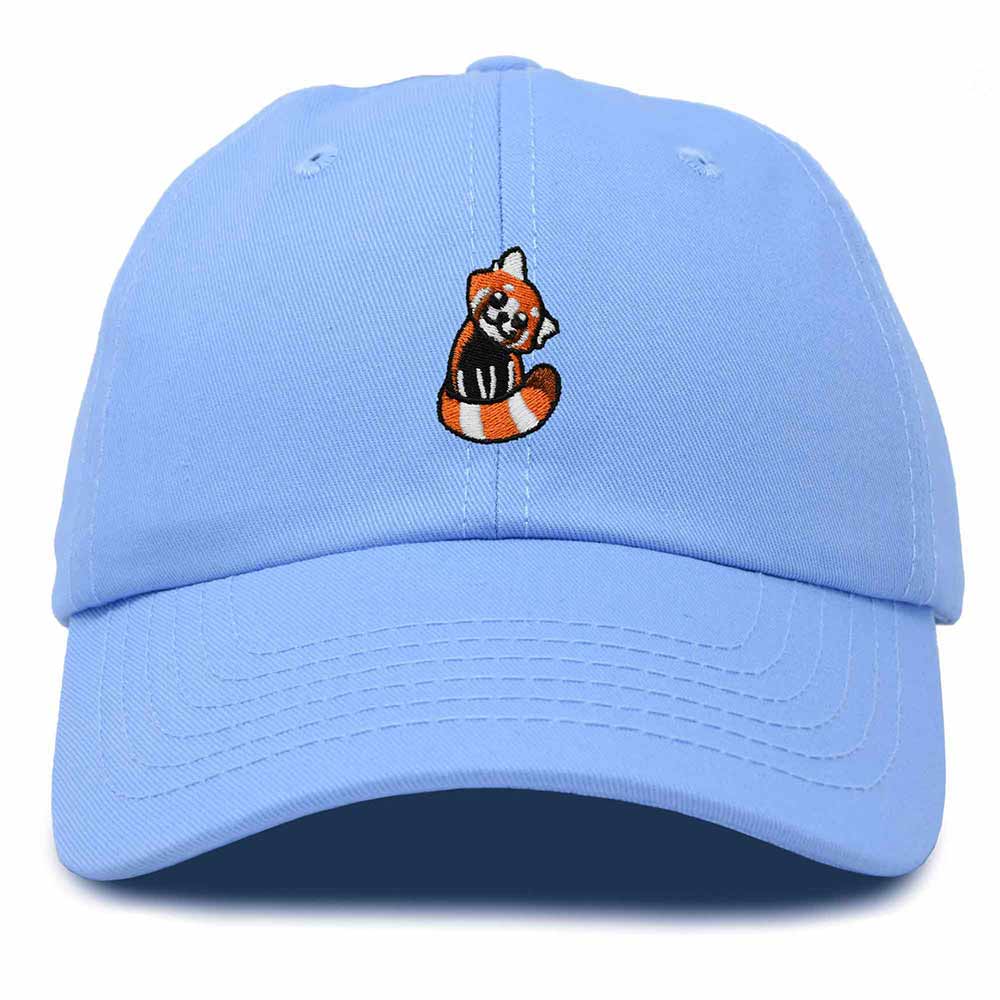 Dalix Red Panda Embroidered Cotton Dad Hat Cute Animal Adjustable Baseball Cap for Outdoor Style Womens in Light Blue