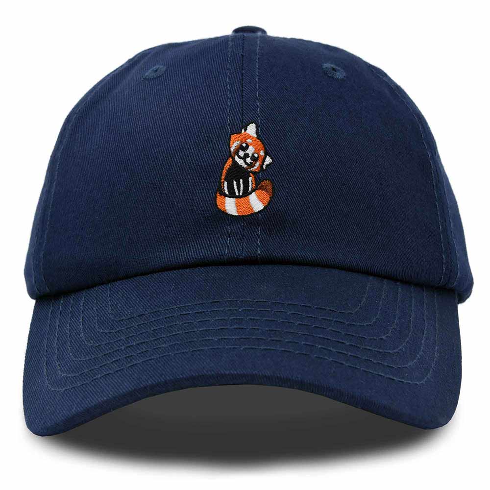 Dalix Red Panda Embroidered Cotton Dad Hat Cute Animal Adjustable Baseball Cap for Outdoor Style Womens in Navy Blue