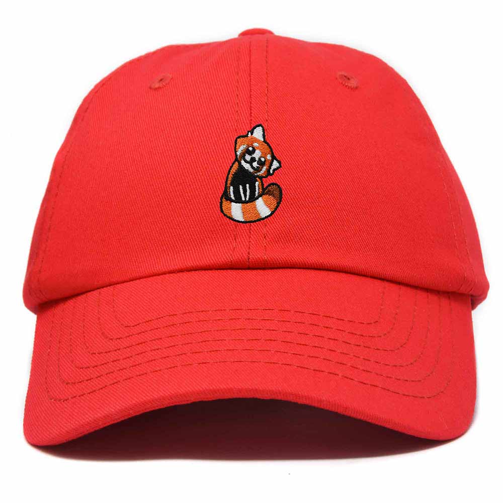 Dalix Red Panda Embroidered Cotton Dad Hat Cute Animal Adjustable Baseball Cap for Outdoor Style Womens in Beige