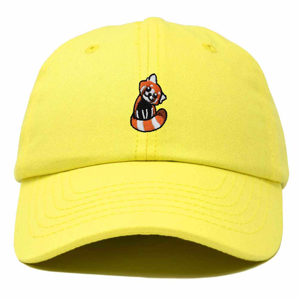 Dalix Red Panda Embroidered Cotton Dad Hat Cute Animal Adjustable Baseball Cap for Outdoor Style Womens in Yellow