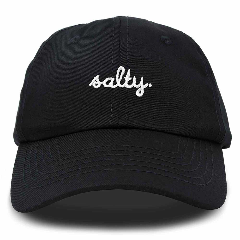 Dalix Salty Embroidered Cotton Beach Baseball Cap Adjustable Dad Hat Womens in Black