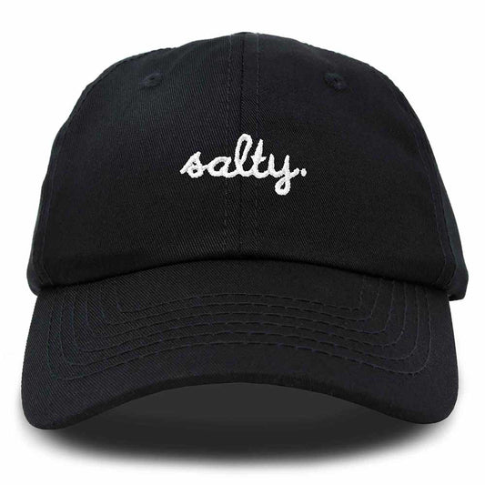 Dalix Salty Embroidered Cotton Beach Baseball Cap Adjustable Dad Hat Womens in Black