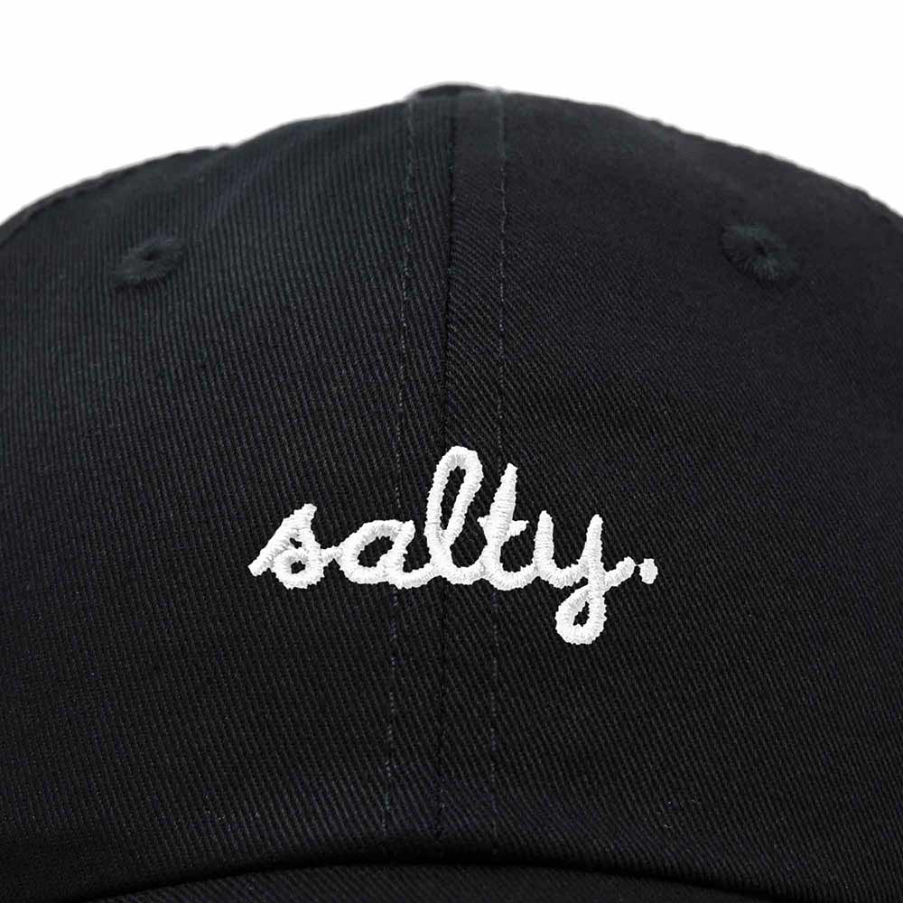 Dalix Salty Embroidered Cotton Beach Baseball Cap Adjustable Dad Hat Womens in Black