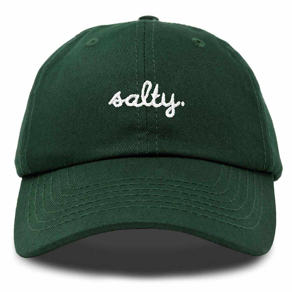 Dalix Salty Embroidered Cotton Beach Baseball Cap Adjustable Dad Hat Womens in Dark Green