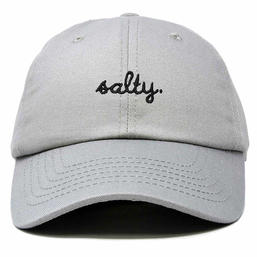 Dalix Salty Embroidered Cotton Beach Baseball Cap Adjustable Dad Hat Womens in Gray