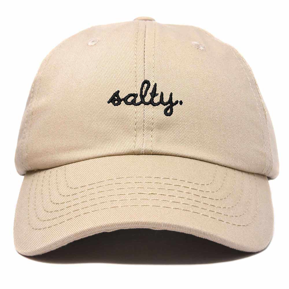 Dalix Salty Embroidered Cotton Beach Baseball Cap Adjustable Dad Hat Womens in Khaki