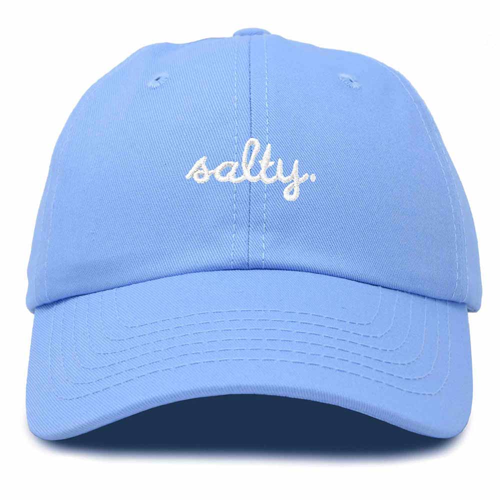 Dalix Salty Embroidered Cotton Beach Baseball Cap Adjustable Dad Hat Womens in Light Blue