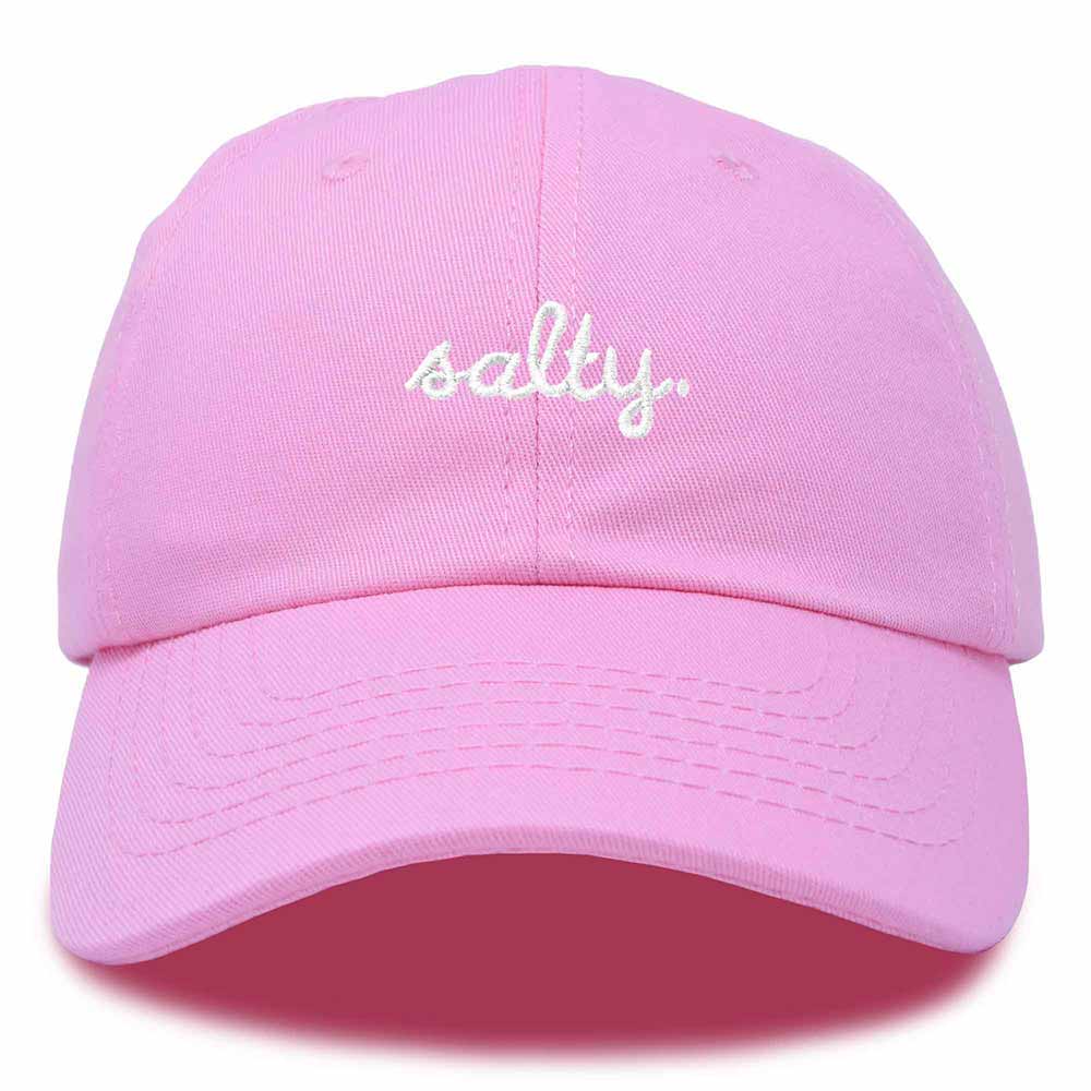 Dalix Salty Embroidered Cotton Beach Baseball Cap Adjustable Dad Hat Womens in Light Pink