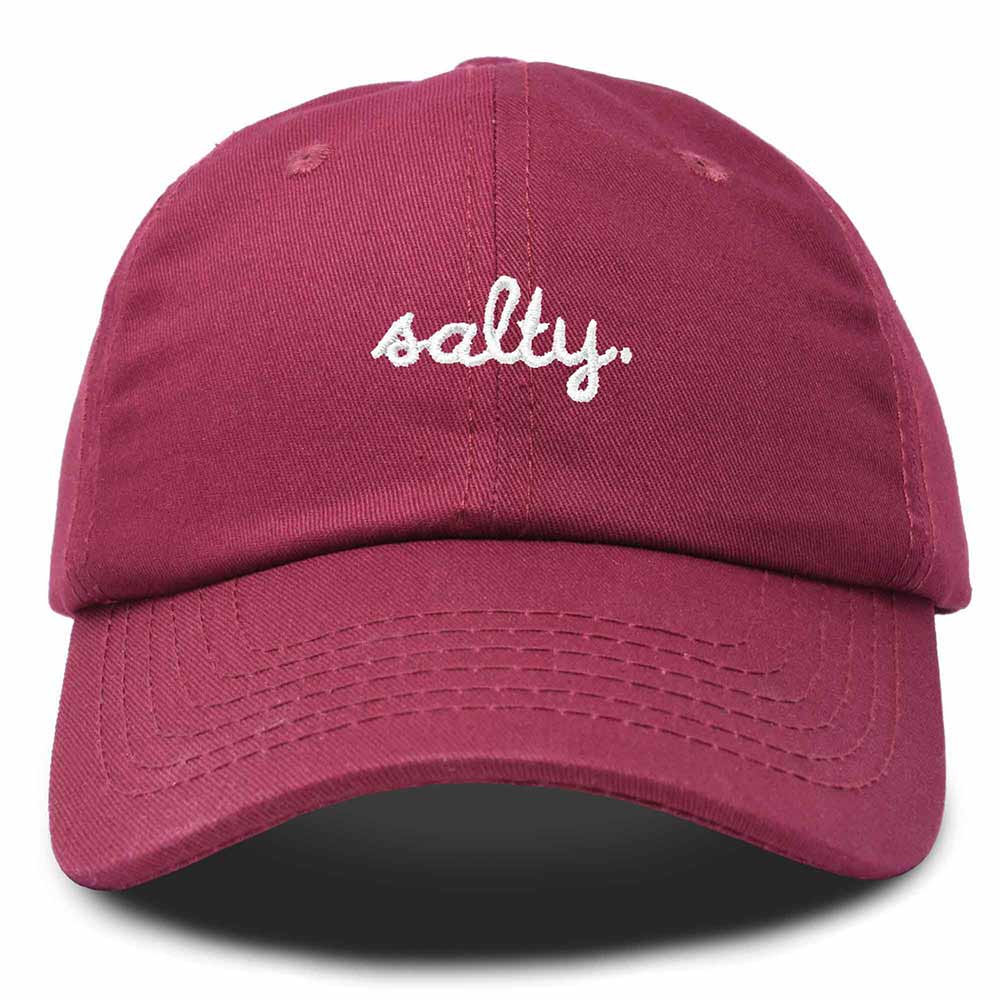 Dalix Salty Embroidered Cotton Beach Baseball Cap Adjustable Dad Hat Womens in Maroon