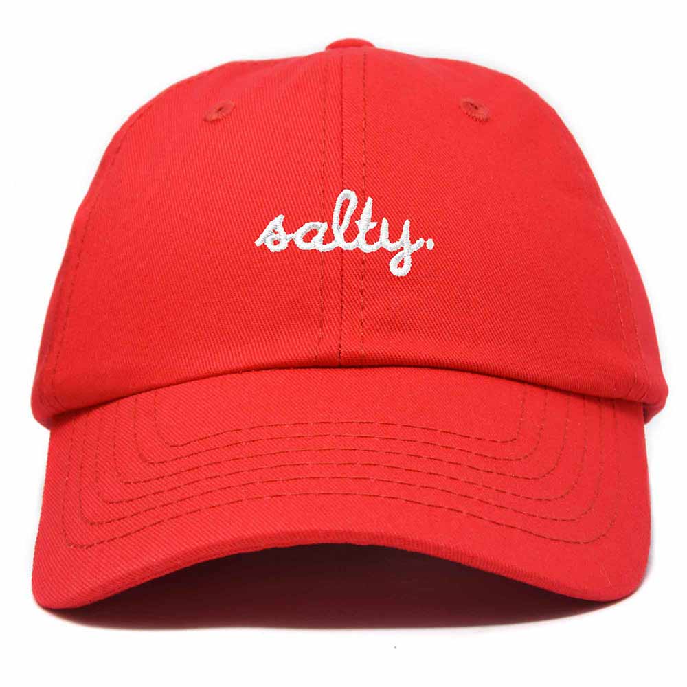 Dalix Salty Embroidered Cotton Beach Baseball Cap Adjustable Dad Hat Womens in Red