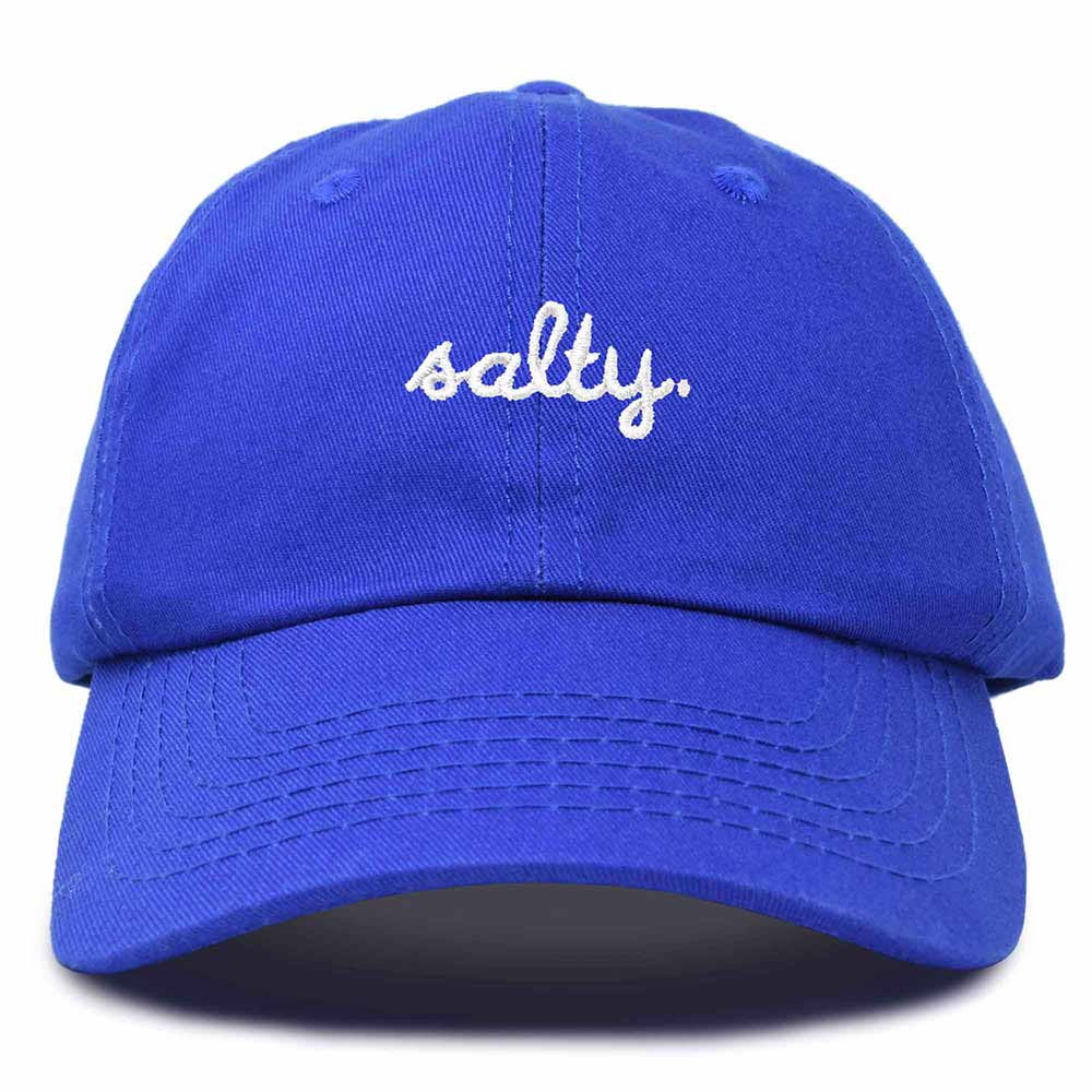 Dalix Salty Embroidered Cotton Beach Baseball Cap Adjustable Dad Hat Womens in Royal Blue