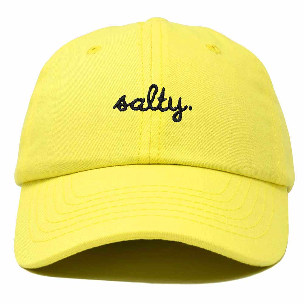 Dalix Salty Embroidered Cotton Beach Baseball Cap Adjustable Dad Hat Womens in Yellow