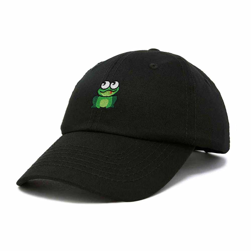 Dalix Frog Embroidered Womens Cotton Dad Hat Baseball Cap Adjustable in Black
