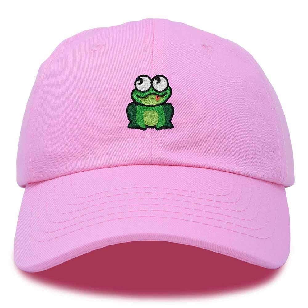 Dalix Frog Embroidered Womens Cotton Dad Hat Baseball Cap Adjustable in Light Pink