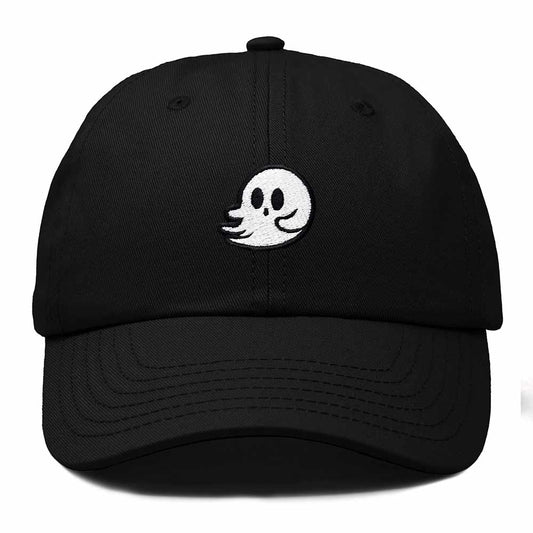 Dalix Whisper Ghost Embroidered Cotton Outdoor Baseball Cap Dad Hat Mens in Black