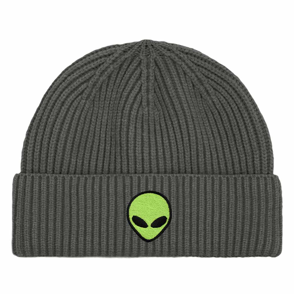 Dalix Alien Fisherman Beanie Hat Winter Knit Cuffed Watch Cap Mens in Asphalt Gray