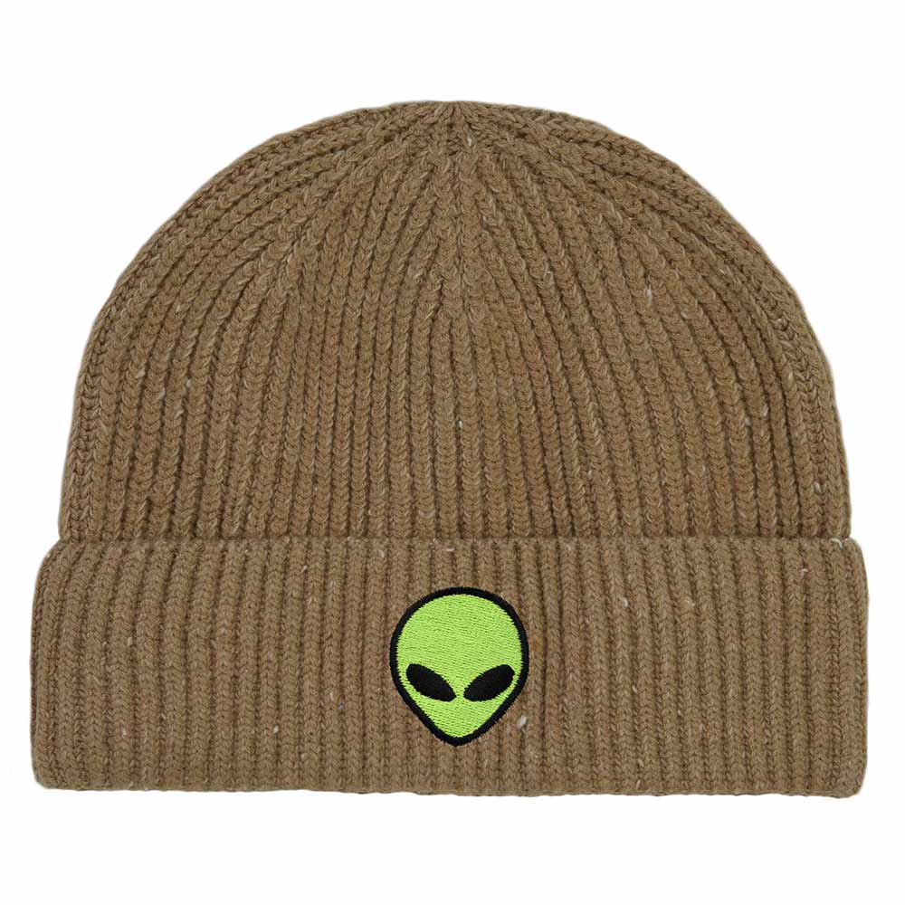 Dalix Alien Fisherman Beanie Hat Winter Knit Cuffed Watch Cap Mens in Tan