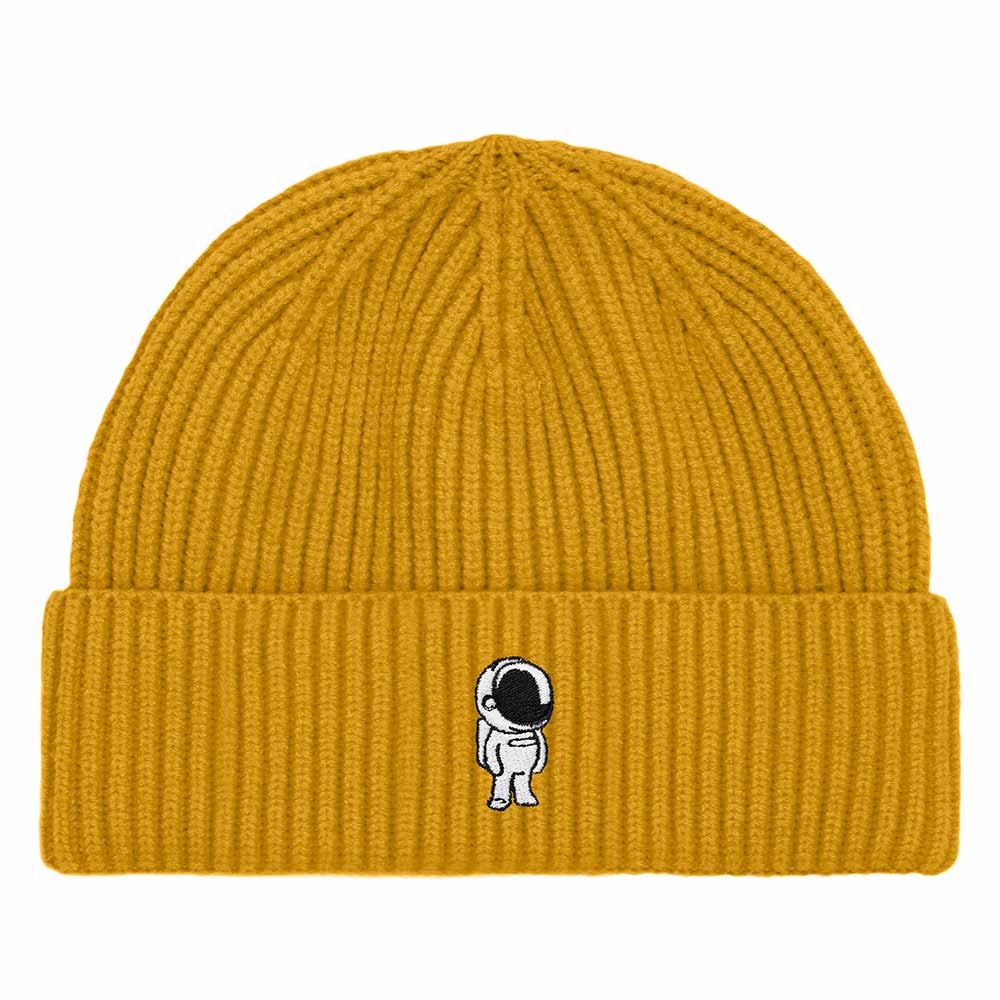 Dalix Astronaut Fisherman Beanie Hat Winter Knit Cuffed Watch Cap Mens in Mustard